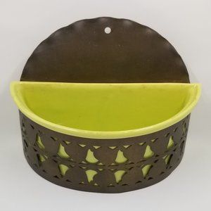 MCM Wilhite of Calif Pottery & Brass Filigree Wall Pocket